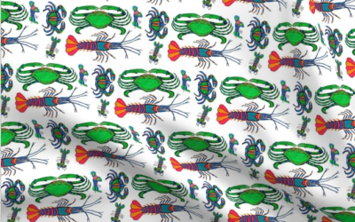 A Painting Side Quest Turned into a Fabric collection- Bright Crustaceans