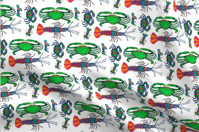 A Painting Side Quest Turned into a Fabric collection- Bright Crustaceans