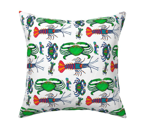 Bright Crustaceans Throw Pillow